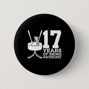 BADGE ROND 5 CM 17 ANS D'ÊTRE UN HOCKEY GLACE INCROYABLE 17E ANNIV