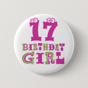 Badge Rond 5 Cm 17ème Insigne de bouton de fille d'anniversaire