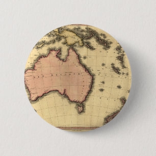 Badge Rond 5 Cm 1818 carte de l'Autralasie - Australie, Nouvelle