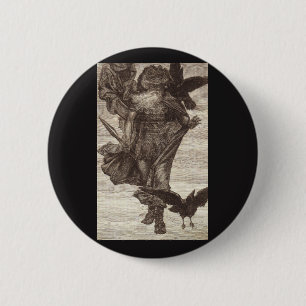 Badge Rond 5 Cm 1871 Odin, Dieu nordique de la sagesse