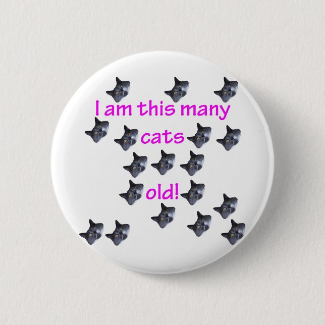 Badge Rond 5 Cm 18 têtes de chat vieilles (Devant)