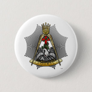 Badge Rond 5 Cm 18ème Degré : Chevalier de la Croix Rose