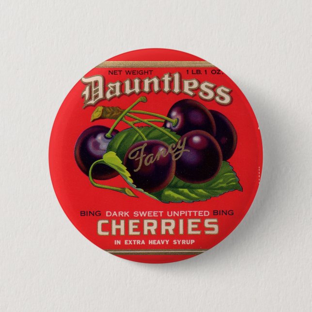 Badge Rond 5 Cm 1930s Cerises innombrables dans le sirop lourd peu (Devant)