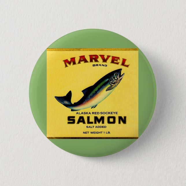 Badge Rond 5 Cm 1930s Marvel saumon peut étiquette (Devant)
