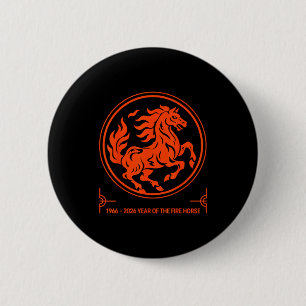 Badge Rond 5 Cm 1966 2026 année du cheval de feu 60e anniversaire