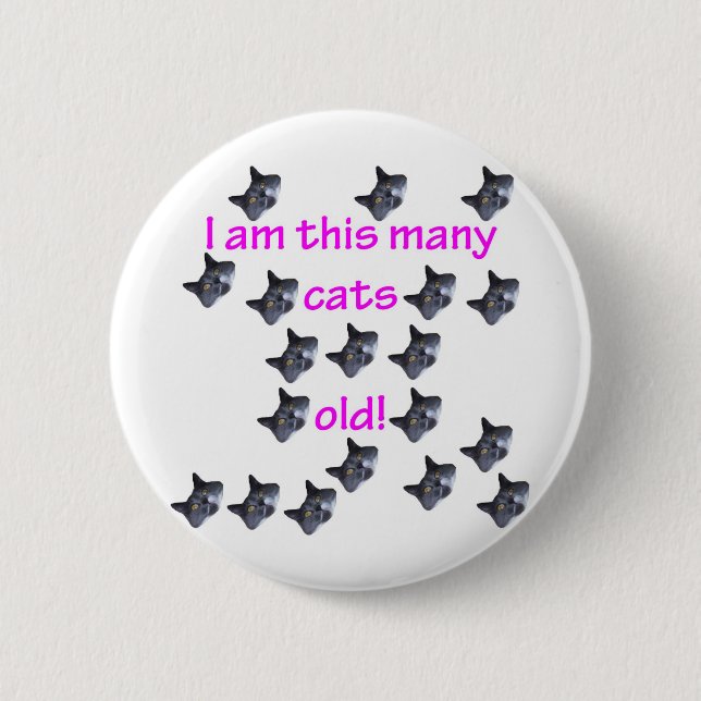 Badge Rond 5 Cm 19 têtes de chat vieilles (Devant)