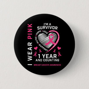 Badge Rond 5 Cm 1 an Cancer Libre Maman Pink Sensibilisation Danse