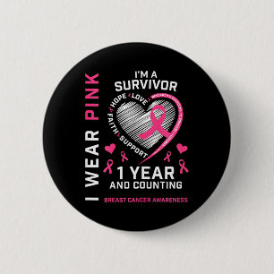 Badge Rond 5 Cm 1 an Cancer Libre Maman Pink Sensibilisation Danse