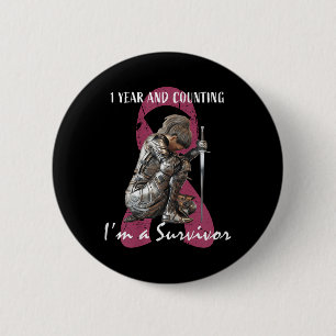 Badge Rond 5 Cm 1 an Cancer Sans Pink Breast Cancer Survivant Gif