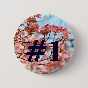 Badge Rond 5 Cm #1 Bouton personnalisé Fleurs de Cornouiller Rose