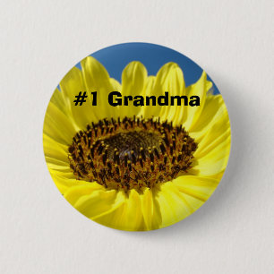 Badge Rond 5 Cm #1 Grand-mère boutons Tournesols jaunes Grands-mèr
