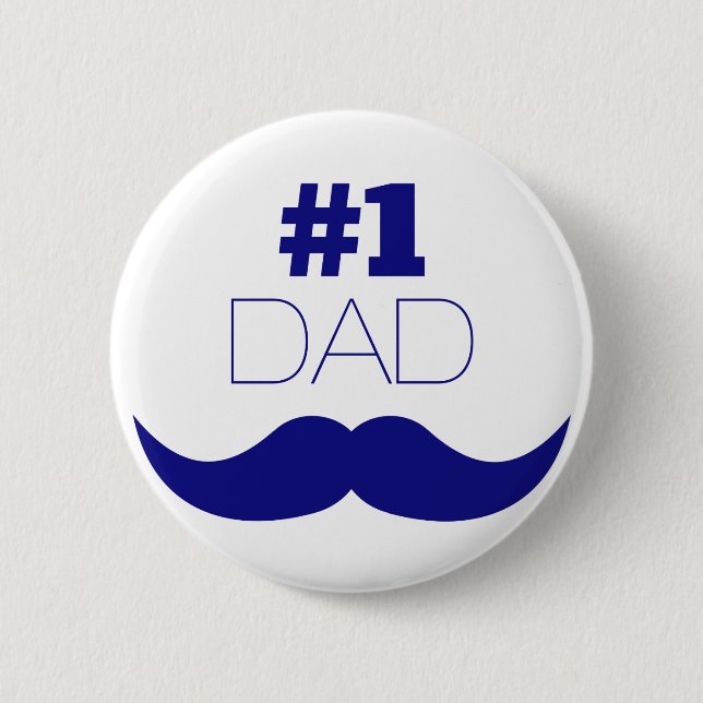 Badge Rond 5 Cm #1 Papa Blue Mustache (Devant)