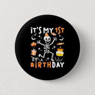 Badge Rond 5 Cm 1er anniversaire enfants drôle squelette 1er anniv
