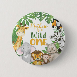 Badge Rond 5 Cm 1er Anniversaire Wild One Safari Jungle Theme Butt