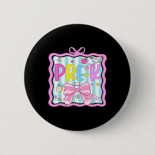 Badge Rond 5 Cm 1Er Jour De Pré-Maternelle Préppy Retour À L'École