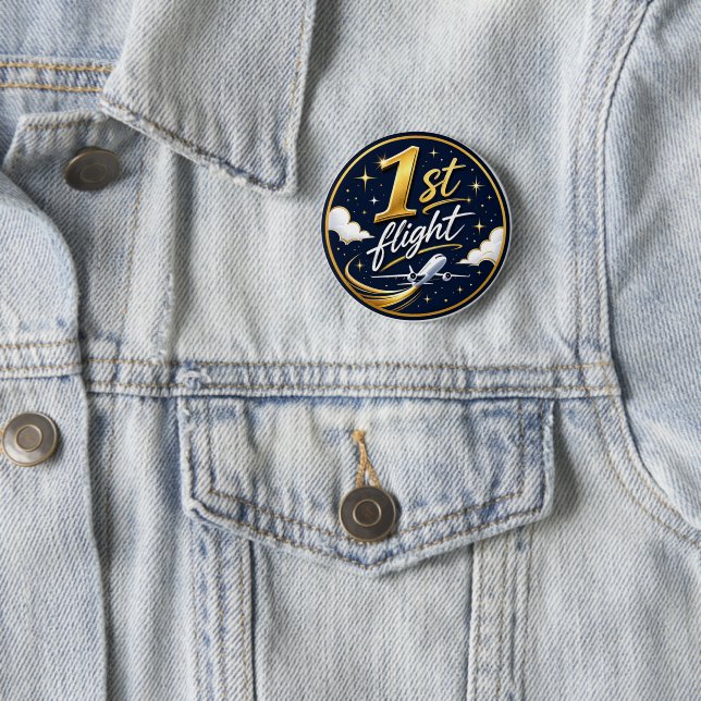 Badge Rond 5 Cm 1er vol avion  (En situation)