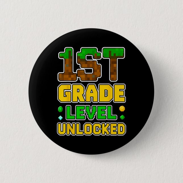 Badge Rond 5 Cm 1ère classe Jeu vidéo déverrouillé Pixel Ck To S (Devant)