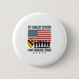 Badge Rond 5 Cm 1ère Division de Cavalerie Fort Hood Vintage Sh Mi