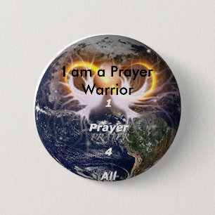 Badge Rond 5 Cm 1prayer4all14, je suis un guerrier de prière
