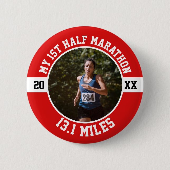 Badge Rond 5 Cm 1st Half Marathon Running First Runner Sports 13 1 (Devant)