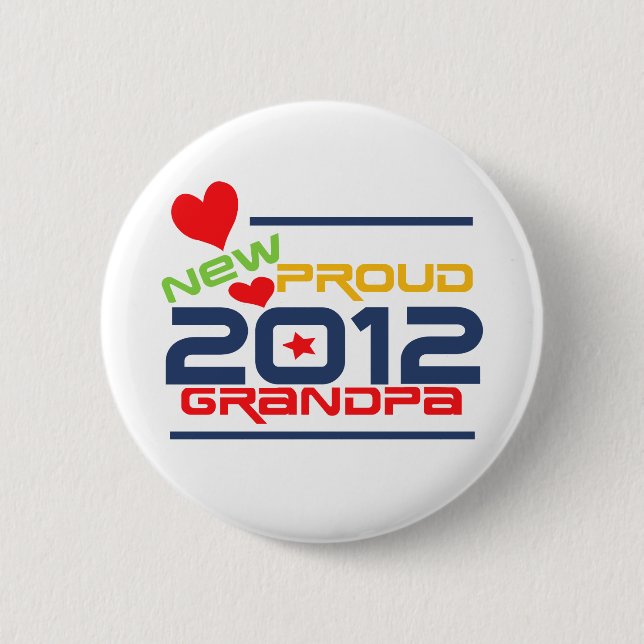 Badge Rond 5 Cm 2012 T-shirts et cadeaux fiers de grand-papa (Devant)