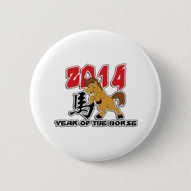 Badge Rond 5 Cm 2014 ans mignon du cheval (Devant)