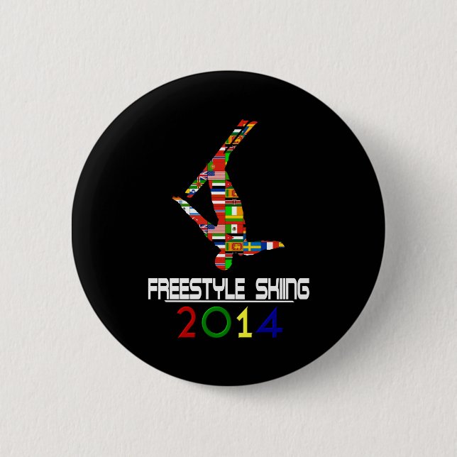 Badge Rond 5 Cm 2014 : Ski de style libre (Devant)