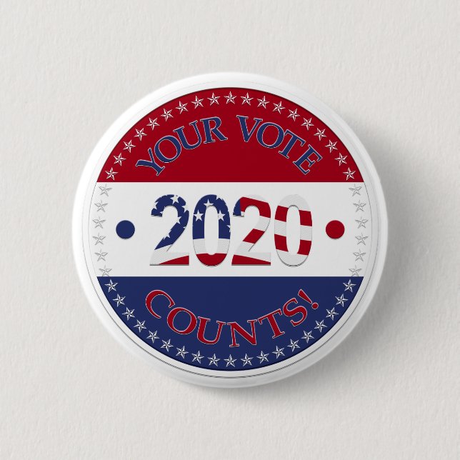 Badge Rond 5 Cm 2020 Votre Vote Compte (Devant)