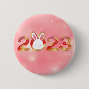 Badge Rond 5 Cm 2023, Nouvel An Chinois, Bouton Lapin