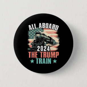 Badge Rond 5 Cm 2024 À Bord Du Drapeau Trump Train 2024 Usa