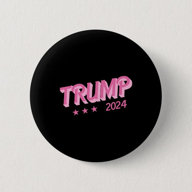 Badge Rond 5 Cm 2024 - Drôle Donald Trump - Lettres de bulle rose (Devant)