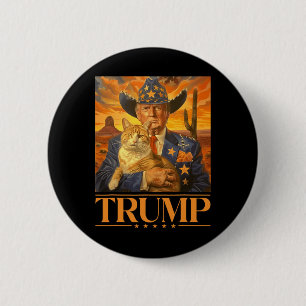 Badge Rond 5 Cm 2024 Et Cat Western Cowboy Patriotic 4 juillet