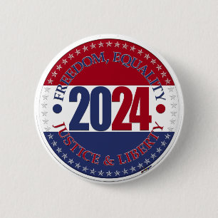 Badge Rond 5 Cm 2024 Rouge Liberté Bleue, Égalité, Justice, Libert