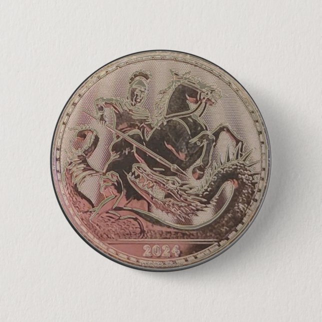 Badge Rond 5 Cm 2024 Saint George pose la pièce de dragon (Devant)