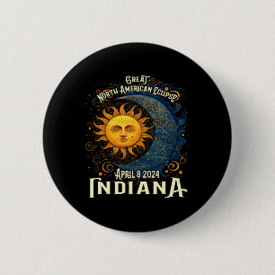 Badge Rond 5 Cm 2024 Solaire Eclipse Totalité Céleste Événement So