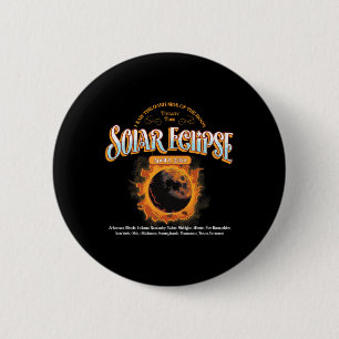 Badge Rond 5 Cm 2024 Total Éclipse Solaire 8 Avril Chemin De L'Écl