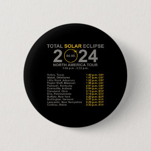 Badge Rond 5 Cm 2024 Total Éclipse Solaire 8 Avril Chemin De L'Écl