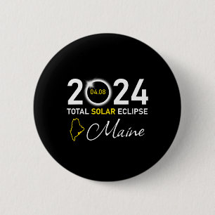 Badge Rond 5 Cm 2024 Total Solaire Eclipse Maine État