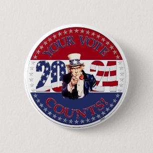 Badge Rond 5 Cm 2024 Votre Vote Compte Oncle Sam