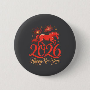 Badge Rond 5 Cm 2026 Année du Cheval du zodiaque chinois Bonne ann