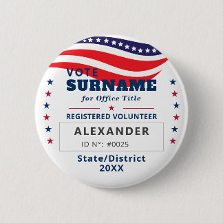 Badge Rond 5 Cm 2026 Authorized Volunteer Election Campaign ID 
