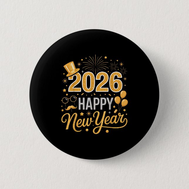 Badge Rond 5 Cm 2026 Happy New Year Celebration For Party Enthusia (Devant)