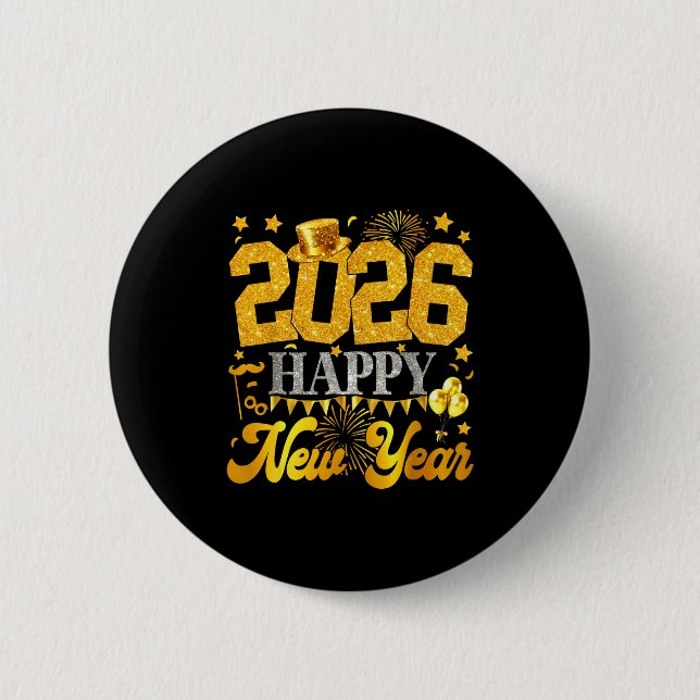 Badge Rond 5 Cm 2026 Happy New Year Party Fireworks New Years Eve  (Devant)