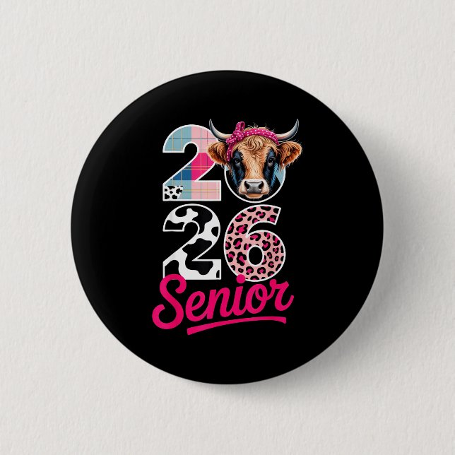 Badge Rond 5 Cm 2026 Senior Cow Lovers Graduation Funny Cl Shirt F (Devant)