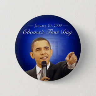 Badge Rond 5 Cm 20 janvier : Premier bouton du jour d'Obama