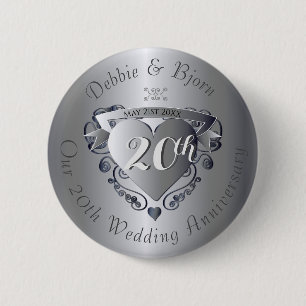 Badge Rond 5 Cm 20e anniversaire du Mariage Entendre l'emblème