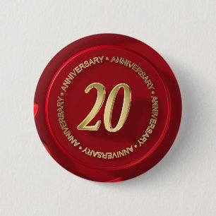 Badge Rond 5 Cm 20e anniversaire sceau de cire rouge