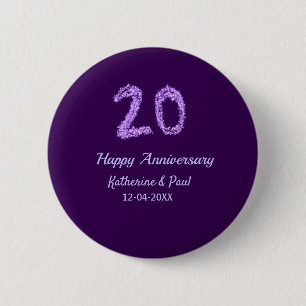 Badge Rond 5 Cm 20e heureux anniversaire ajouter nom du couple dat