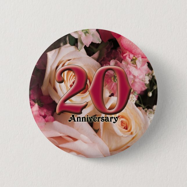 Badge Rond 5 Cm 20ème Boutons d'anniversaire de mariage (Devant)