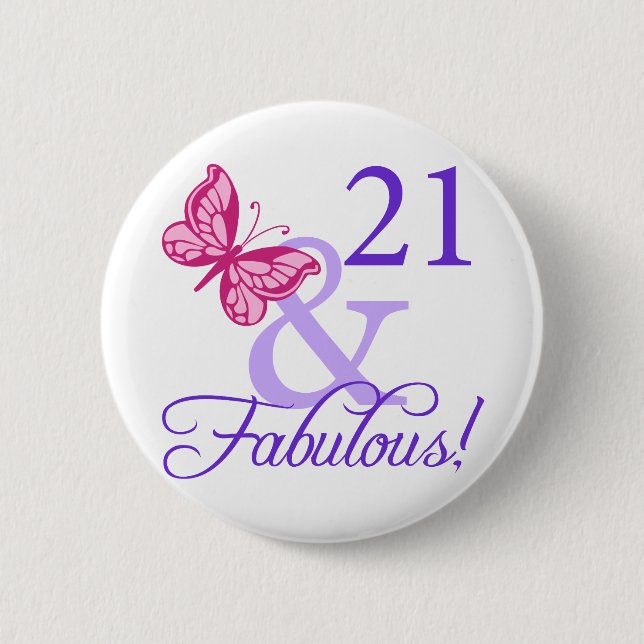 Badge Rond 5 Cm 21 Et Fabuleux anniversaire (Devant)